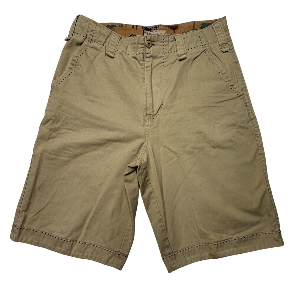 US Expedition Khaki Chino‎ Shorts Mens 32 Cotton Pick Stitch Tan Brown